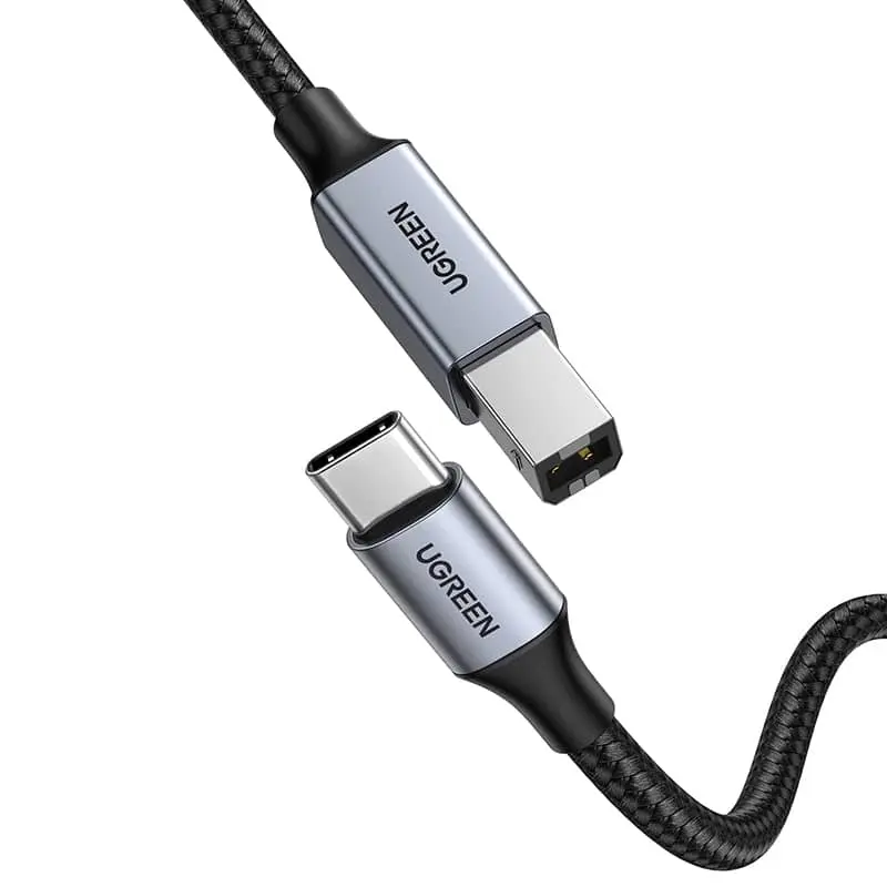 Ugreen – USB-C auf USB-B 2.0 Druckerkabel – Alugehäuse 1 m (US370 / 80805), schwarz/grau