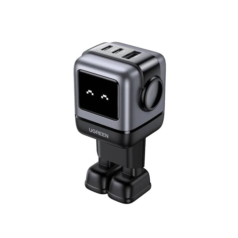 Ugreen - Uno RG 3-Port 2x USB-C 1x USB-A Robot 65W GaN Fast Charger Netzteil, Schwarz