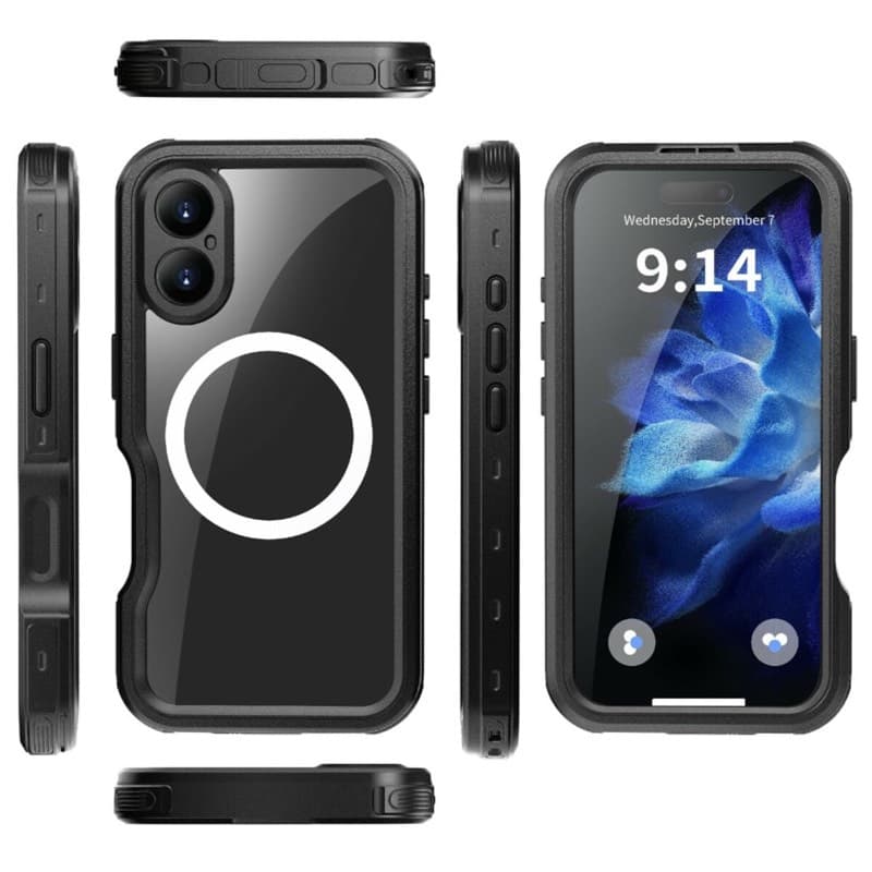 Apple iPhone 16 - Redpepper IP68 Dot Series Wasserdichtes Outdoor Case mit MagSafe-Funktion, schwarz